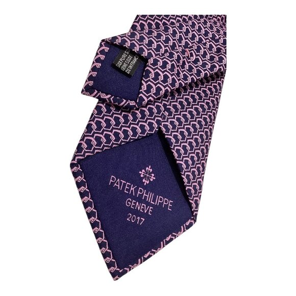 PATEK PHILIPPE Blue Pink Geometric Luxury Designer Silk Tie France W: 3.2" EX CD - Picture 5 of 7